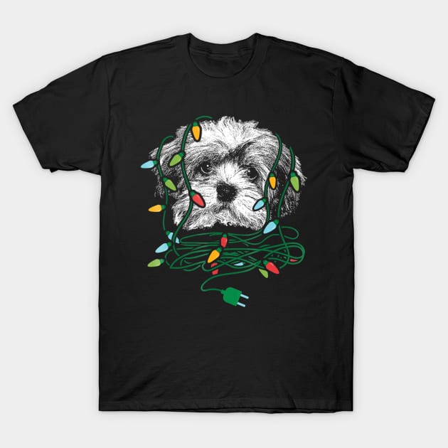 Havanese Dog Christmas Lights T-Shirt by IainDodes